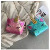 PU Glitzer Einhorn Kette Geldbörse Kinder Cartoon Umhängetaschen Jungen Mädchen Gürteltasche Gürteltasche Niedliche INS Münzgeldbörsen Brieftasche Beutel