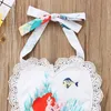 2019 Newborn Kids Baby Girls Lace Flying Sleeves Mermaid Bodysuit Dress Cute Headband Summer Jumpsuit Infants Outfit Clothes