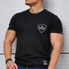 Мода быстрый сухой тренажерный зал рубашка спортивная футболка мужская фитнес жесткий с коротким рукавом бегущая рубашка мужчины бодибилдинг топы тройник Rashgard
