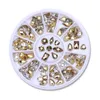 12グリッド/セットABクリスタルガラスラインストーンネイルアート装飾マルチサイズ3D DIYヒントマニキュアキラキラダイヤモンド宝石アクセサリー