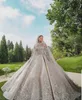 Luxo Dubai Árabe Estilo Vestidos de Noiva 2020 Gorgeous Sparkly Alto Neck Illusion Ball Ball Vestidos de Casamento Robe de Mariee