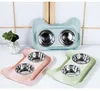 Aço Cat Double Dog Bowls inoxidável Pet Bowls comedouro água No Spill para pequenos animais