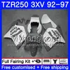 Kit per YAMAHA TZR250RR RS TZR250 Grigio bianco caldo 92 93 94 95 96 97 245HM.50 TZR 250 3XV YPVS TZR 250 1992 1993 1994 1995 1996 1997 Carena