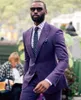 Handsome Purple Groom Tuxedos Groomsmen Peaked Lapel Best Man Suit Wedding Men's Two Buttons Blazer Suits Custom Made (Jacket+Pants)