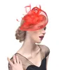 Bruids Hoeden Veer Fascinator Hand Gemaakt Haar Bruin Birdcage Sluier Hoed Bruiloft Hoeden Fascinators Goedkope Femin Hair Flowers for Wedding Party