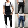 CALOFE mode déchiré trou jean combinaisons hommes décontracté Streetwear en détresse Denim salopette Hip Hop bretelles pantalon US taille 277o