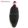 Glamorös brasiliansk mänsklig hår kinky rak 1 bit Virgin Indian Malaysian Mongolian Hair Weft Light Yaki Hair Weave för svarta kvinnor