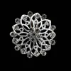 Broches et épingles de Corsage à fleurs rondes en cristal plaqué argent blanc brillant de 1.25 pouces