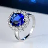 Prinsessan Diana William Kate Blue Cubic Zircon -förlovningsringar för kvinnor 925 Sterling Silver Wedding Ring Jewelry Gift XR234285Z