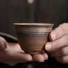Iron Glaze Tea Cup Handmade Coarse Pottery Water Ceramic Teacup Drinkware Home Decor Master Mug Accessories Single