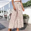 Tassel Sash Boho Paski Pani Szerokie Nogi Split Spodnie Kobiet 2020 Wiosna Letnia Plaża Wysoka Talia Spodnie Chic Casual Spodnie Kobieta