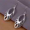 Boucles d'oreilles de riz vides en argent sterling plaqué DJSE231 taille 5,4 * 1,9 cm; Boucles d'oreilles à breloques en argent 925 pour femmes, bijoux à breloques