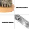 Men Moustache Brush Kit with Moustache Comb Scissor Storage Bag Repair Beard Modeling Cleaning Care Kit9936435