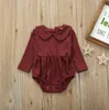 Baby Girls Rompers Детские Сплошные Длинные Рукавы Комбинезоны Симпатичные Кукольные Воротник Боди Младенческая Мода Комбинезон Новорожденного Playsuit Ayp601