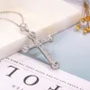 New 925 Silver Exquisite Bible Jesus Cross Pendant Necklace for women men Crucifix Charm Simulated Platinum Diamond Jewelry N027