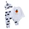 Halloween Baby Outfits Zucca Stampata Infantile Pagliaccetti Pantaloni Cappello 3 pezzi Set Manica lunga Cartoon Ragazza del bambino Vestiti Set DW42329550050