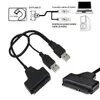 50cm kablar 2,0 SATA 7 + 15pin Dual USB-adaptrar Överför kabel för 2,5 eller 3 tums hårddisk Laptop Hårddisk