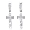 18K Gold Plated Iced Out Cross Earrings Charm CZ Stud Earring Mens Hip Hop Jewelry Gift3724917