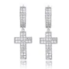 18K GOLD مطلي بالحيوية Out Cross Earrings Charm CZ STUD حلق رجالي الهيب هوب المجوهرات هدية 5249155