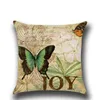 Printed Cushion Cover 4545cm Cotton Linen Throw Pillow Case Color Butterfly Print Home Decor Sofa Bed Cushion Covers6818682