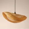 Original Bamboo Pendant Light Hand Knitted Wood Suspension Lamp Restaurant Hotel Teahouse Bistro Izakaya Creative Zen Hanging Lighting