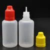 Botellas de aguja de plástico de estilo suave Botellas cuentagotas de plástico de 30 ml con tapas a prueba de niños Botellas vacías de líquido LDPE E al por mayor