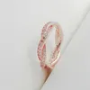 100% 925 Sterling Zilveren Sprankelende Twisted Lines Ring Originele Box voor Pandora 18K Rose Gold CZ Diamond Luxe Designer Dames Rings Sets