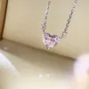 Mode- kwaliteit S925 zilveren hart pendat ketting in real 4.25 okt roze diamant voor vrouwen bruiloft sieraden en ring set cadeau gratis shippin