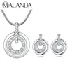 Crystals From Jewelry Sets Fashion Double Circle Pendant Necklace Earrings Sets For Women Wedding Accessories