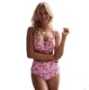 Bikini Suit Sexy Flower Printed Swimsuit Summer High Waist Swimwear Women Steel Bracket Gathered Bikini Two Piece Beach Bathing Suits ZYQ183