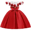 6pcs bebê menina 3d flor de seda princesa vestido para festa de casamento vestidos elegantes para crianças para crianças meninas crianças roupas de moda