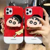 3D Silicone Cartoon Phone Holder Fodral för iPhone X XR XS Max 8 Plus 6s Söt Stand Back Cover Coque Fundas