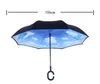 Vouwbare omgekeerde paraplu dubbele laag C handvat paraplu's unisex omgekeerde lange handvat winddichte regenwagen parasols geschenken 56 kleuren