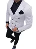 Dubbelbröst vit brudgum Tuxedos Peak Lapel Män Passar 2 stycken Bröllop / Prom / Dinner Blazer (Jacka + Byxor + Tie) W830