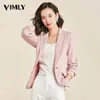 Donne Ufficio Vimly a righe giacca sportiva vestito casual per le donne Feminino Primavera Autunno elegante Outwear Work Business Style Grigio Rosa