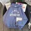 Storstor Hoodies Kvinnor Fritidsbrev Tryckt Långärmad Hooded Womens Pullover Mjuk Bomull Koreansk stil Damtröjor