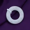 925 Sterling Silver Colar de link Cadeia de cobra para mulheres Pingente de moda bonito malha simples círculo ninho colar de casamento jóias