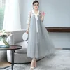 Stile coreano Abito lungo estivo da donna Abito asiatico Originale retrò fata elegante Miglioramento Hanfu Costume TV Film teatrale usura