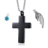 Cross Urn Necklace for Ashes - Cremation Birthstone crystal Memorial Keepsake - Funnel Fill Kit Included
