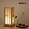 Japan Style Bamboo Table Lamp Handmade Wood Desk Light Hotel Cafe Bistro Bar Restaurant Sitting Room Bedside Creative Wooden Lighting