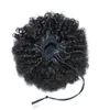 Afro Puff Encaracolado Rabo De Cavalo Cabelo Humano Chignon Com Dois Pentes De Plástico Curto Casamento Falso Cabelo Bun Para Mulheres Africanas Updo Clipe em Rabo De Cavalo