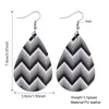 Bohemia Women Teardrop PU Leather Earrings MultiColors Water Ripple Lightweight Dangle Drop Double Side Hook Earring Jwelry