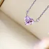 Mode-Qualität S925 Silber Herz Anhänger Halskette in echten 4,25 Okt. rosa Diamant für Frauen Hochzeit Schmuck und Ring-Set-Geschenk Kostenlose Lieferung