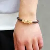 Cool Mens Armband Skull Charm Handgjorda flätat armband Äkta läderväv Magnetisk Clasp Bangle Vintage Smycken Bangles Gift