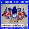 Kit for HONDA VTR 1000 RC51 2000 2001 2002 2003 2004 2005 2006 Movistar Blue 257HM.41 RTV1000 SP1 SP2 VTR1000 00 01 02 03 04 05 06 페어링