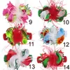 50pcs TOPBABY enfants plumes arcs fleurs bandeaux en tricot bandes de cheveux clip accessoires enfants bébé filles Crochet bandeau fleur SD052