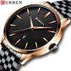 شاهد Man New Curren Brand Watches Fashion Business Wristwatch مع تاريخ السيارات الفولاذ المقاوم للصدأ على مدار الساعة.