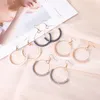 Pendientes de aro con perlas de vidrio de colores Pendiente de círculo Círculo Simple Círculo grande Color dorado Oreja para mujeres Joyería de estilo de Corea del Sur