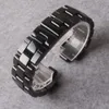 세라믹 시계 밴드 19mm 16mm 고품질 블랙 흰색 세라믹 스트랩 브레이슬릿 스틸 버클 배치 밴드 Prinished Watchbands 338r