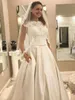 vestido de noiva marfim Jewel Cap Neck Sleeve Bow Sashes A Linha nupcial New Arrival Atacado casamento elegante alta Vestido Qualidade